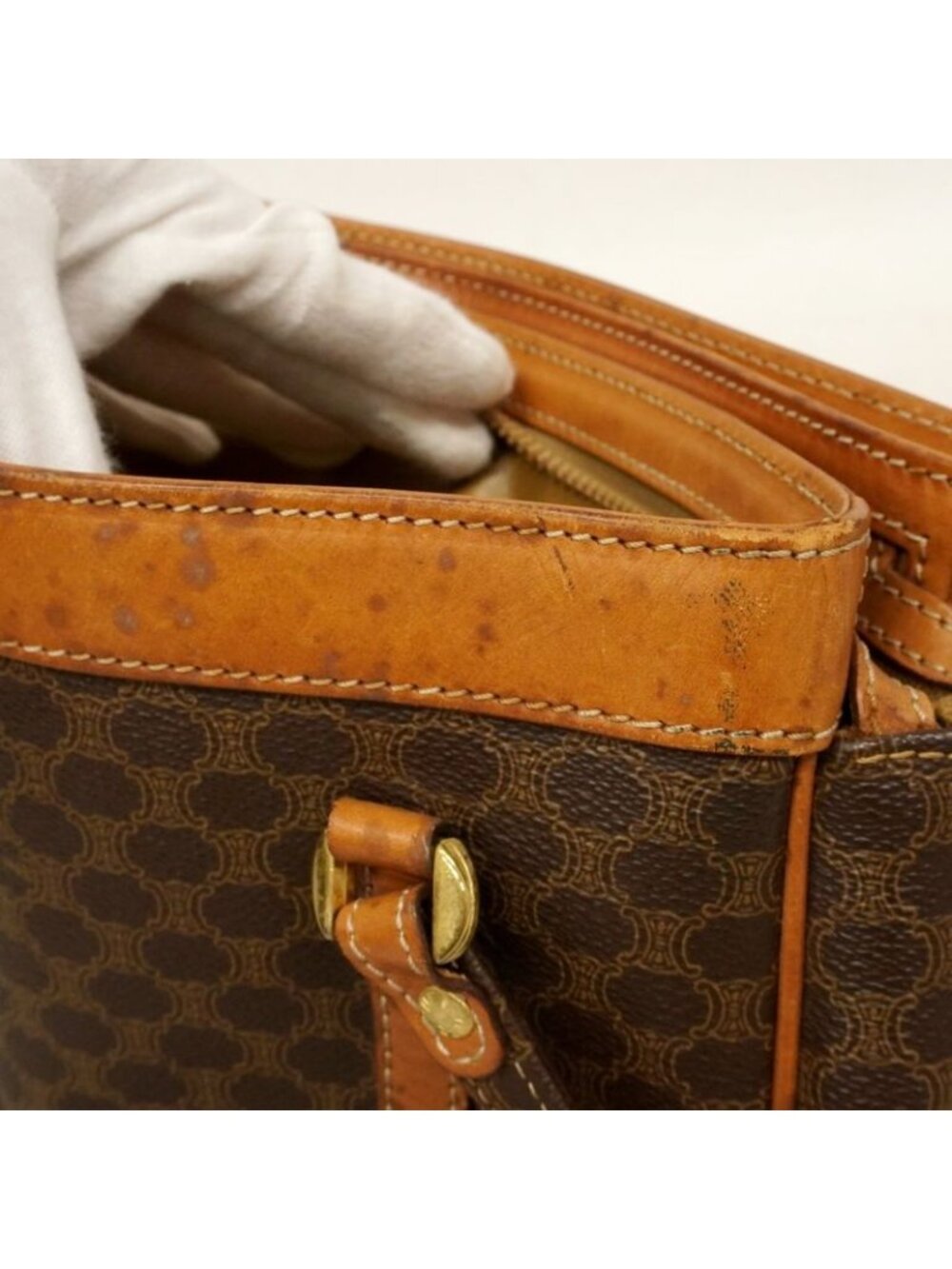 Celine Handbag Macadam Brown Gold - Picture 6 of 10